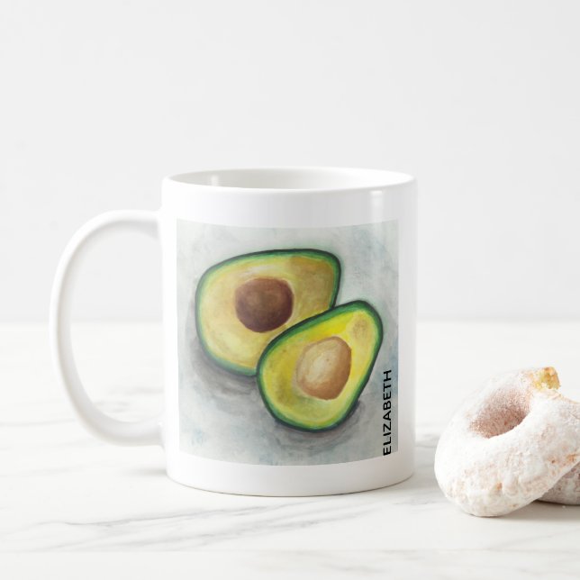 Grönt Avocado Klipp ut i halvvattenfärg Kaffemugg (Med munk)