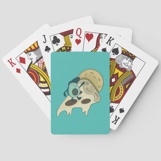 Grönt Avocado Surfing på ett segment av Pizza Casinokort (Baksidan)