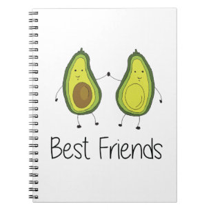Grönt Avocado Tecknad Vänskap Image Friend Art Anteckningsbok