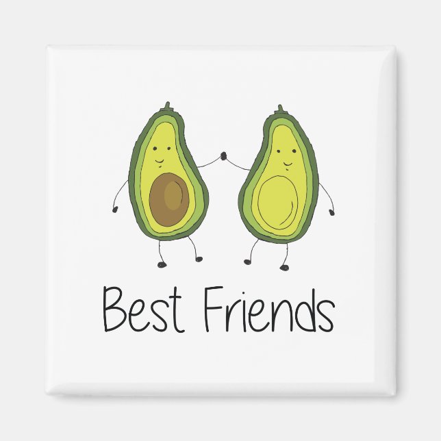 Grönt Avocado Tecknad Vänskap Image Friend Art Magnet (Framsidan)