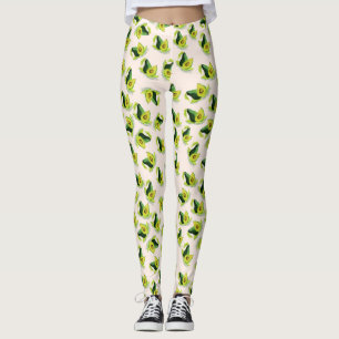 Grönt Avocados Watercolor Mönster Leggings