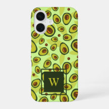 Grönt Avokado Frukt Mönster Monogram