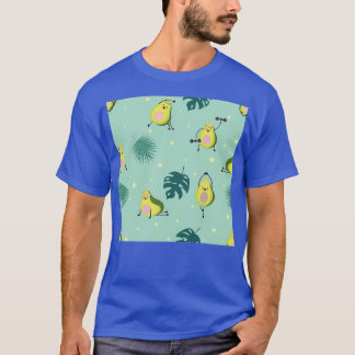 Grönt avokado, sömlös med löv och stjärna t shirt