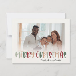 Grönt Avslappnad Färgfläckat julfoto Julkort