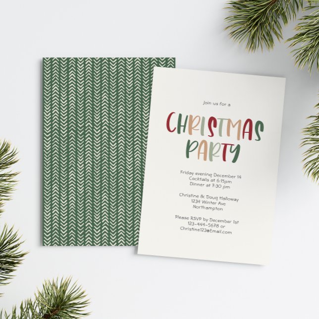 Grönt Avslappnad Färgfull jul Party Inbjudningar (Skapare uppladdad)