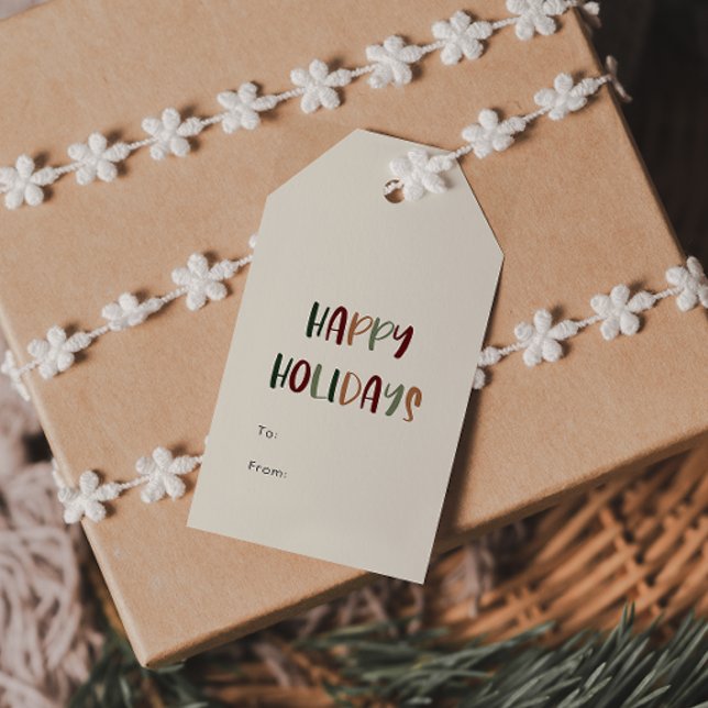 Grönt Avslappnad Färgfullt Glad helg till från Presentetikett (Skapare uppladdad)