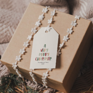 Grönt Avslappnad färgstark A Mycket God jul Presentetikett