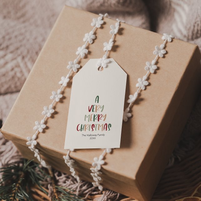 Grönt Avslappnad färgstark A Mycket God jul Presentetikett (Skapare uppladdad)