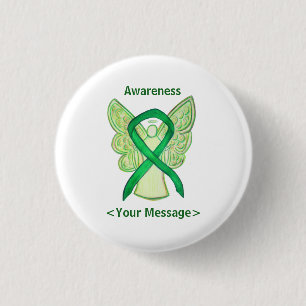 Grönt Awareness Ribbon Angel Anpassningsbar Pin Knapp