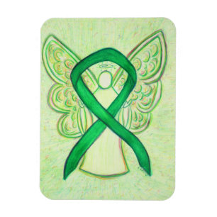 Grönt Awareness Ribbon Angel Art Anpassningsbar Ma Magnet