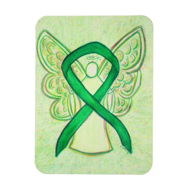 Grönt Awareness Ribbon Angel Art Anpassningsbar Ma Magnet (Vertikal)
