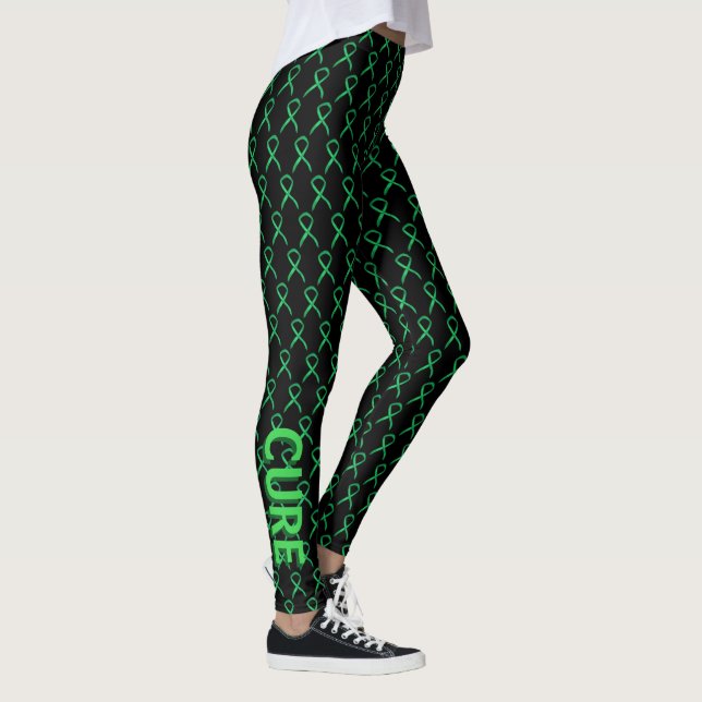 Grönt Awareness Ribbon Art Anpassningsbar Ord Legg Leggings (Höger)