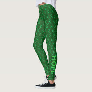 Grönt Awareness Ribbon Art Anpassningsbar Ord Legg Leggings