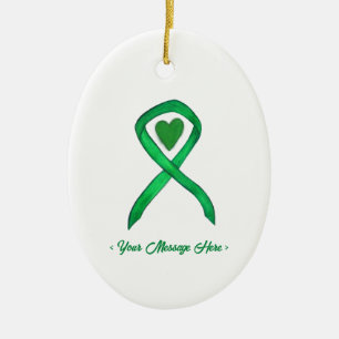 Grönt Awareness Ribbon Art Anpassningsbar Pendant  Julgransprydnad Keramik