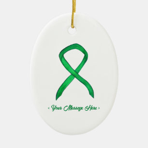 Grönt Awareness Ribbon Art Anpassningsbar Pendant Julgransprydnad Keramik