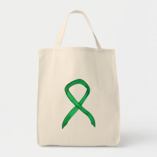 Grönt Awareness Ribbon Art Anpassningsbar Tote Bag Tygkasse