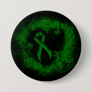 Grönt Awareness Ribbon Grunge Knapp