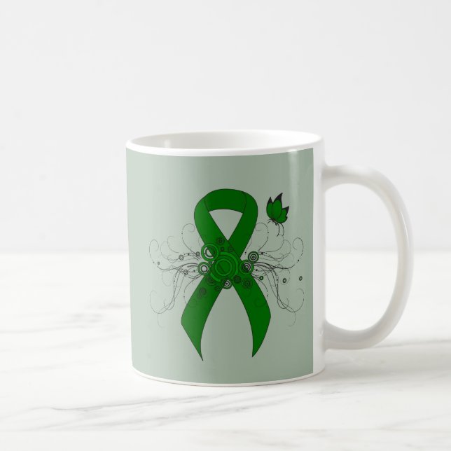 Grönt Awareness Ribbon med Butterfly Kaffemugg (Höger)