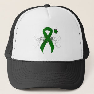 Grönt Awareness Ribbon med Butterfly Keps