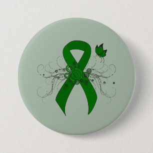 Grönt Awareness Ribbon med Butterfly Knapp