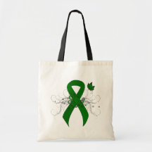 Grönt Awareness Ribbon med Butterfly