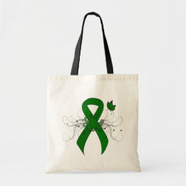 Grönt Awareness Ribbon med Butterfly Tygkasse