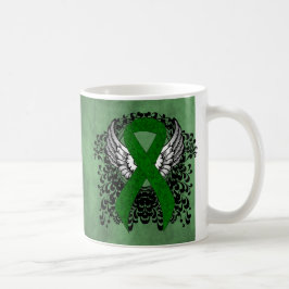 Grönt Awareness Ribbon med Vingar Kaffemugg
