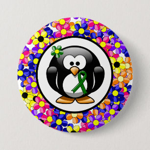 Grönt Awareness Ribbon Penguin Knapp