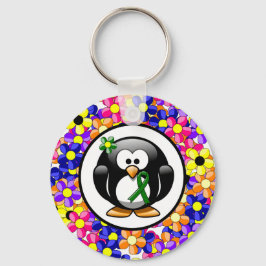 Grönt Awareness Ribbon Penguin Nyckelring