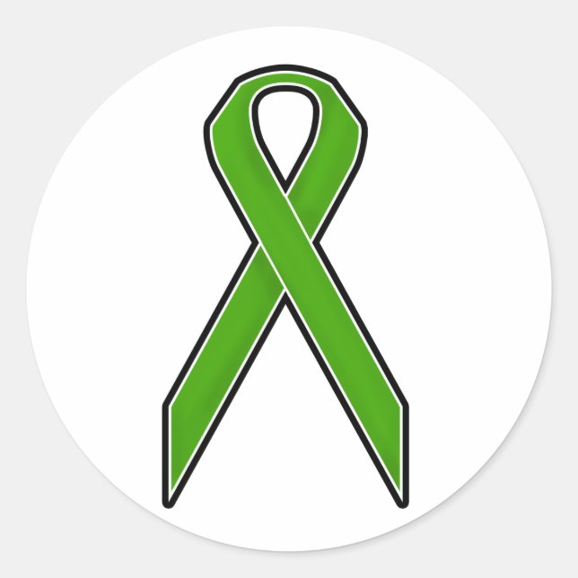 Grönt Awareness Ribbon Runt Klistermärke (Framsida)