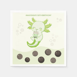 Grönt Axolotl Bubble Mjölk Boba Tea Birthday Pappersservett