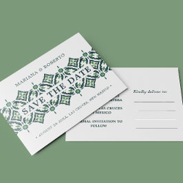 Grönt Azulejo Spain Tile SNÖRE SPARA DATUM Ann. Meddelande Vykort