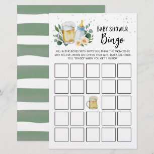 Grönt Baby Brygger Baby Shower Bingo Spel