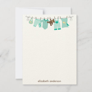 Grönt Baby ClotheslineTack som du noterar Inbjudningar