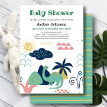 Grönt Baby Dinosaur minimalist Cute Baby Shower