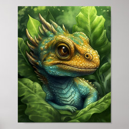 Grönt Baby Dragon Poster