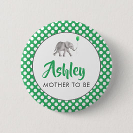 Grönt Baby Elephant Baby Shower Namn bricka Pin Knapp