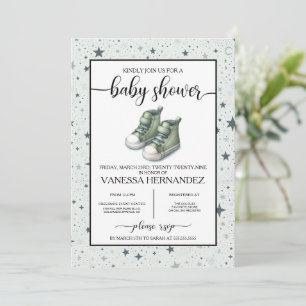 Grönt Baby High Toppar Baby Shower Inbjudningar