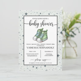 Grönt Baby High Toppar Baby Shower Inbjudningar