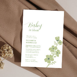 grönt baby i blommigtens bloomskdusch för babydusc inbjudningar