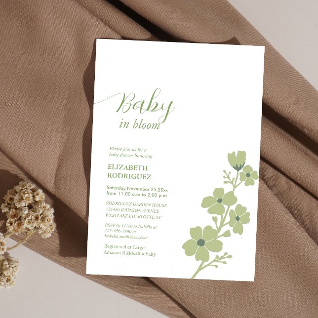 grönt baby i blommigtens bloomskdusch för babydusc inbjudningar (Skapare uppladdad)