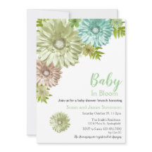 Grönt Baby i bloom Brunch Shower-inbjudan