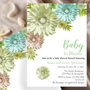 Grönt Baby i bloom Brunch Shower-inbjudan Inbjudningar