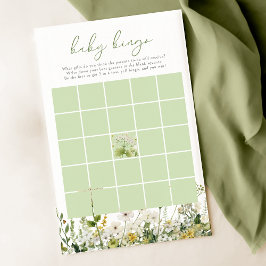 Grönt Baby i bloom Wildblomma Baby Bingo-spel