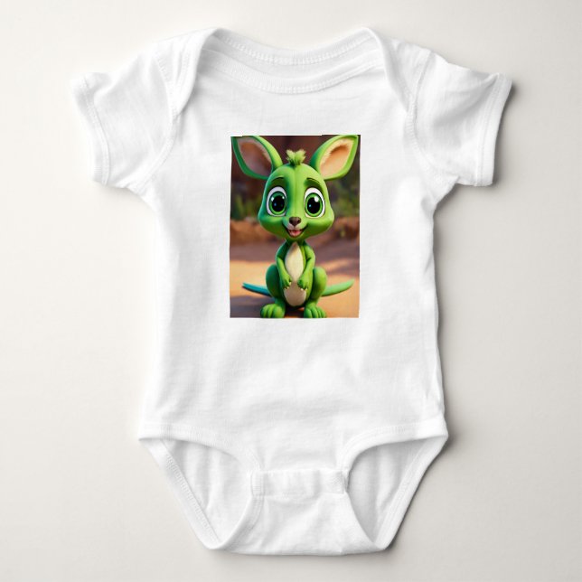 Grönt Baby Kangaroo T Shirt (Framsida)