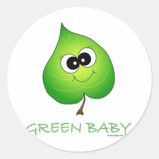 Grönt Baby Löv Runt Klistermärke