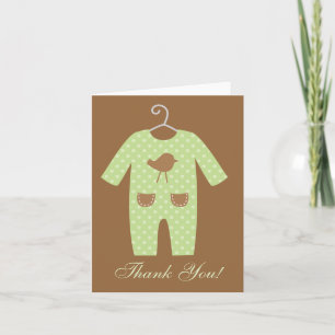 Grönt Baby Outfit Baby Shower Tack Kort