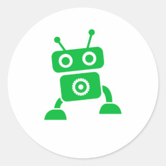 Grönt Baby Robot Runt Klistermärke