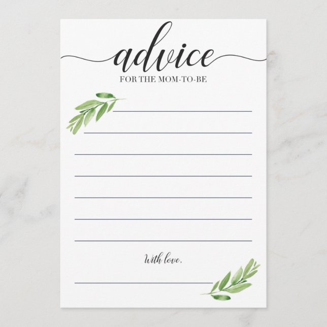 Grönt Baby Shower Advice för att Mamma ska vara ko (Framsida)