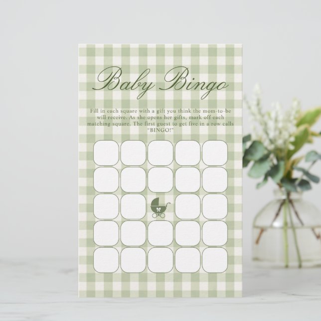 Grönt Baby Shower Bingo Spel (Stående Fram)